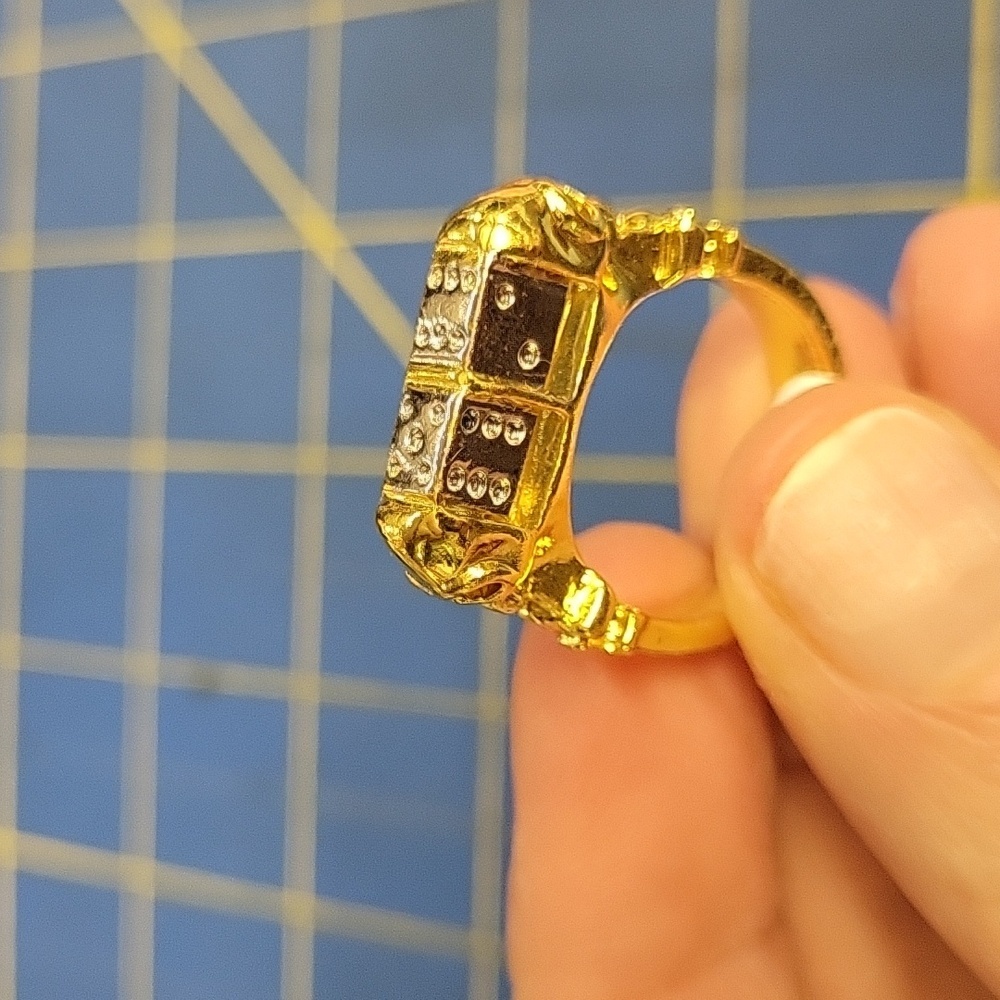 Pair of Dice Accented with Skull Tone Ring